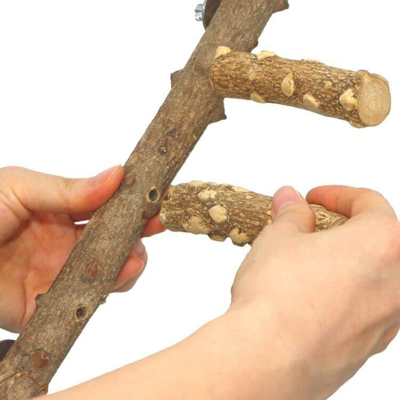 Natural Wood Bird Ladder Perch – Parrot Cage Climbing Stand & Chew Toy for Small & Medium Birds