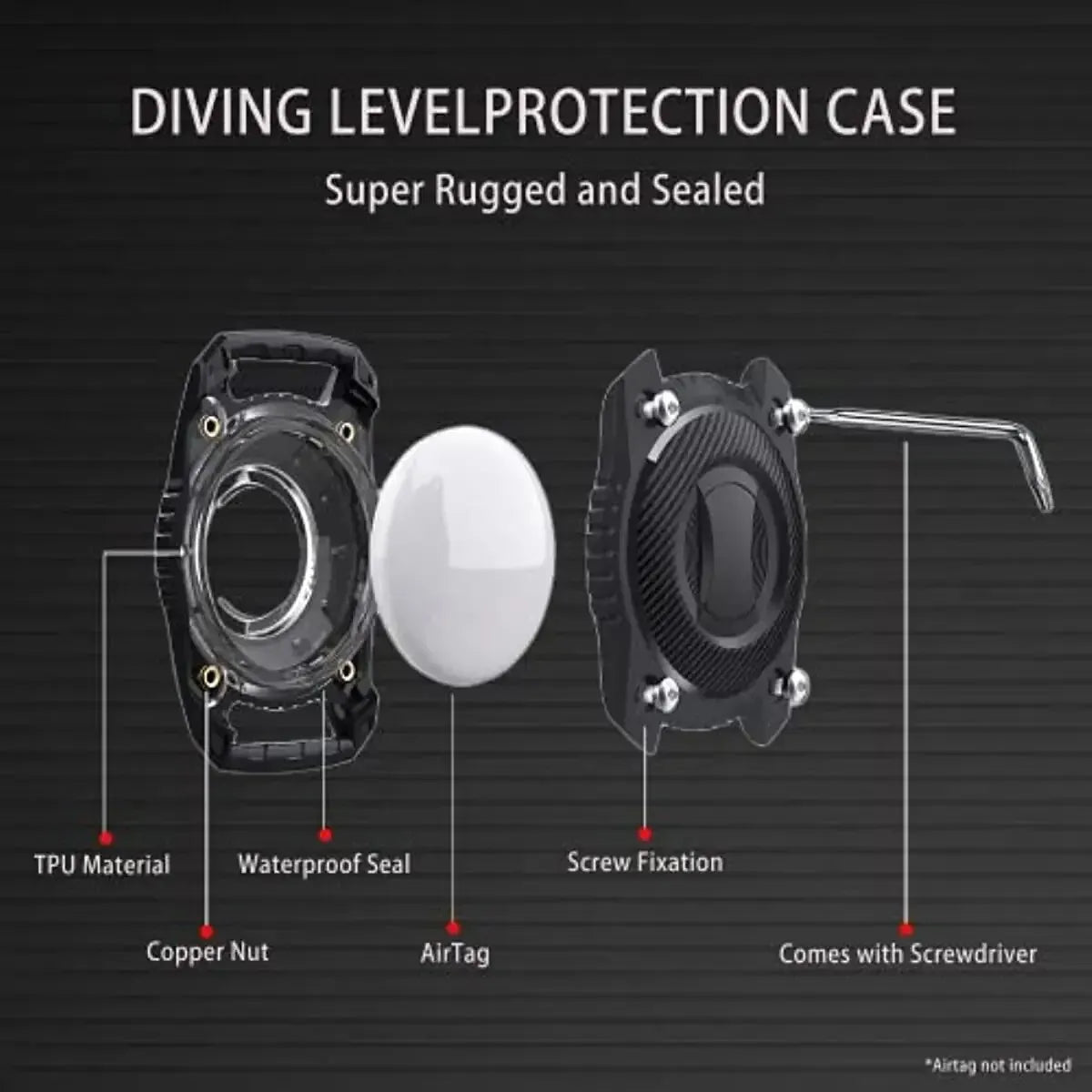 Waterproof AirTag Holder Case – IP68 Protective Keychain for Pets, Luggage & Keys