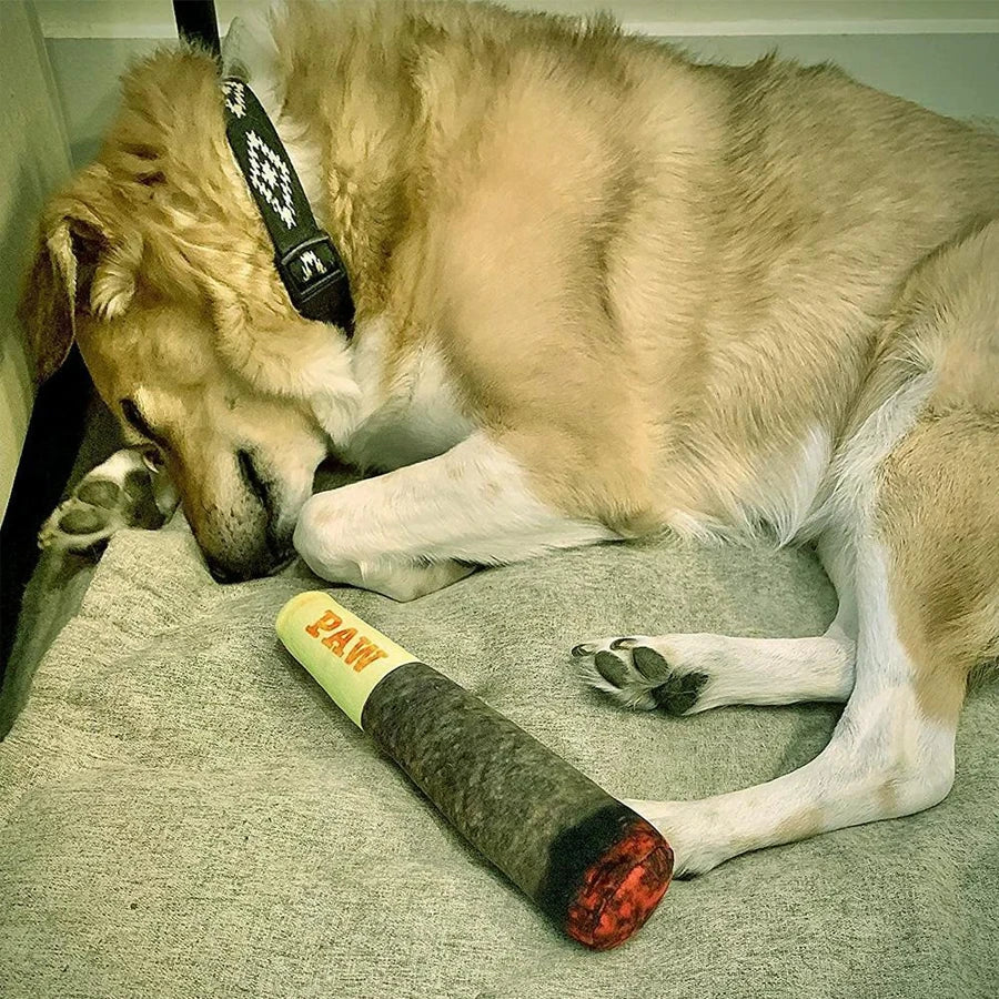 Interactive Plush Squeaky Dog Toy – Funny Cigar Design Chew Toy for Small & Medium Dogs