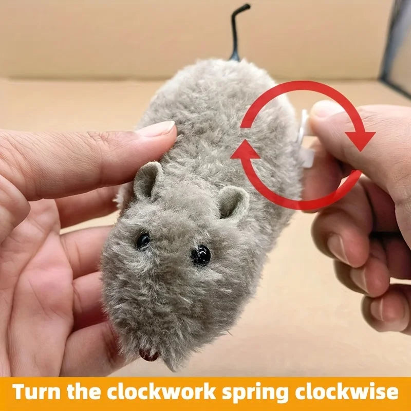 Wind-Up Plush Mouse Toy – Interactive Moving Toy for Cats, Dogs & Kids